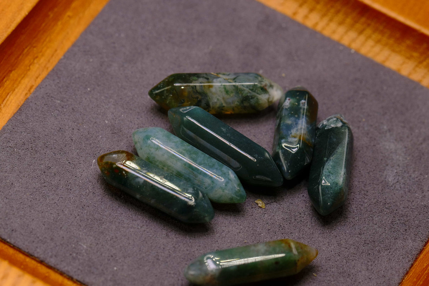 Moss Agate Points - Polished