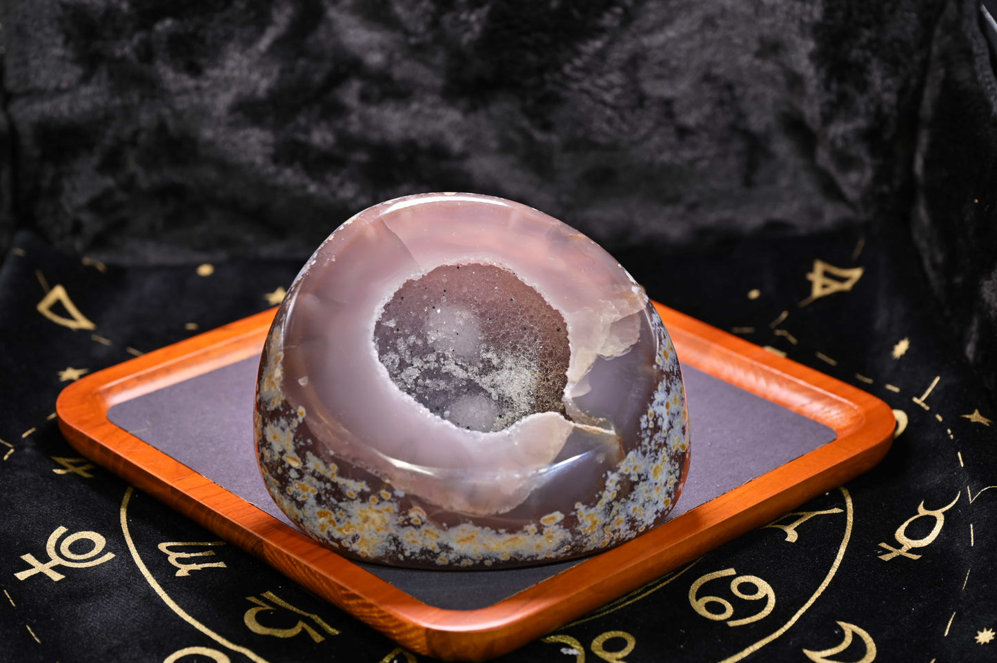 Natural Agate Geode - Dug with Gummies Crystal Inside