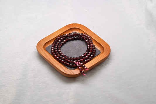 Limited - Natural 108 Garnet Beaded Mala Bracelet