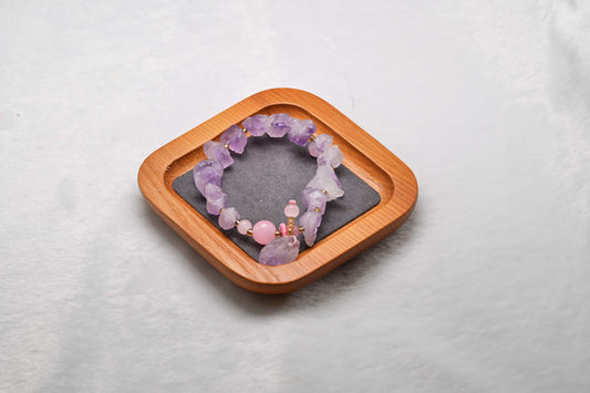 Amethyst and Rose Quartz Chunky Bracelet