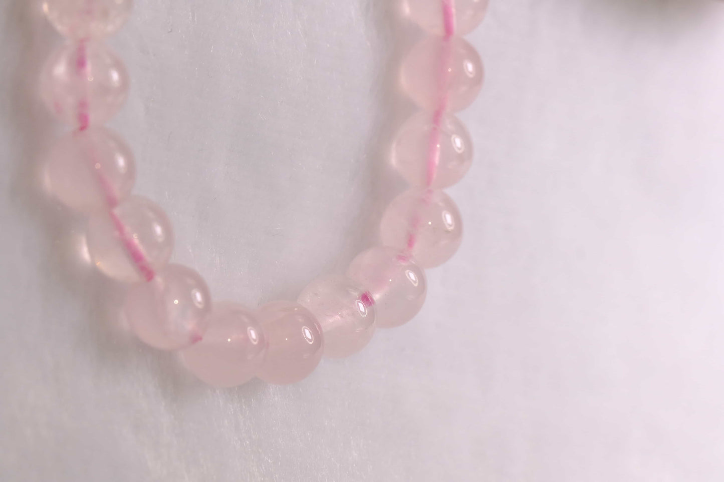 Natural Rose Quartz Beaded Bracelet - Semi Clear