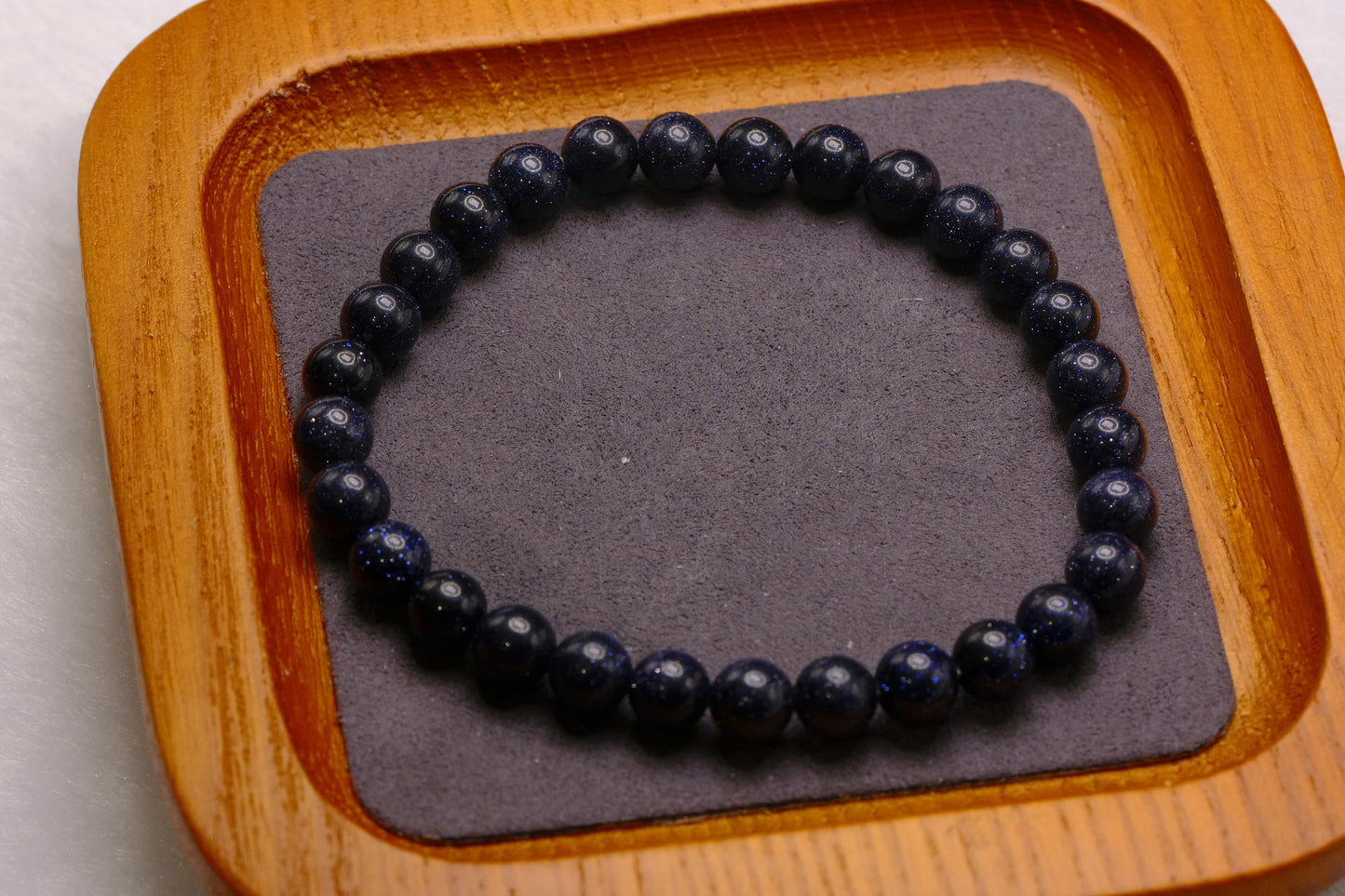 Natural Dark Blue Sandstone Beaded Bracelet