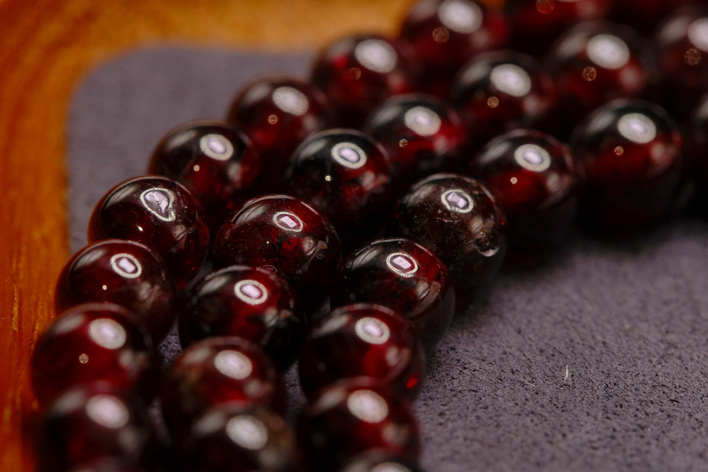 Limited - Natural 108 Garnet Beaded Mala Bracelet