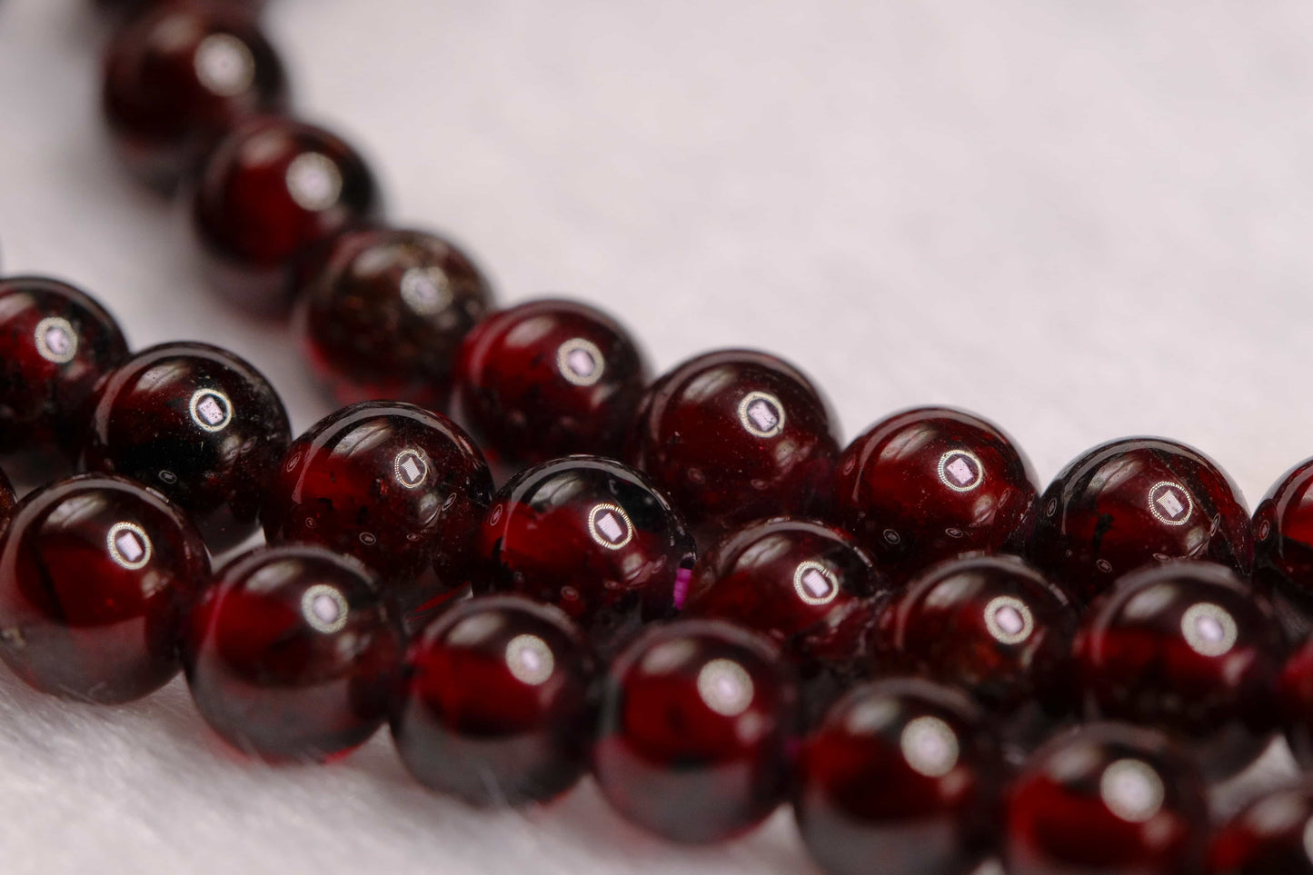 Limited - Natural 108 Garnet Beaded Mala Bracelet