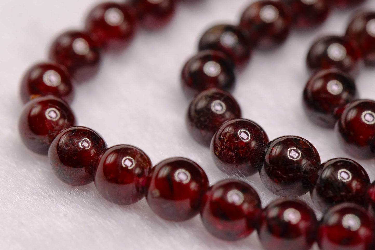 Limited - Natural 108 Garnet Beaded Mala Bracelet